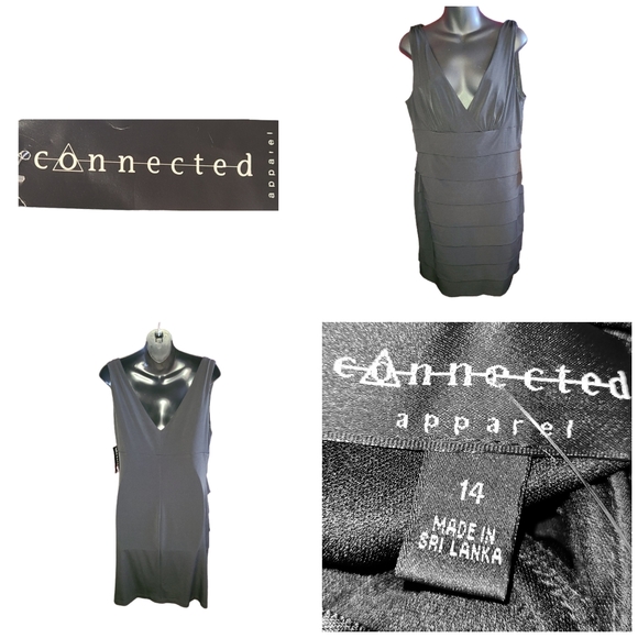 connected apparel Dresses & Skirts - CONNECTED APPAREL BLACK LAYERED DESIGNER DRESS NWT